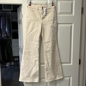 NWT j crew size 25 flare, high rise, semi stretch off white cotton/twill/jeans